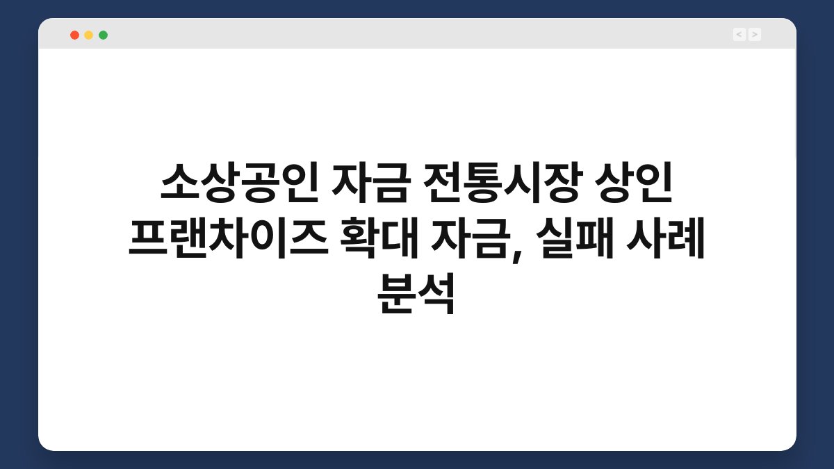 소상공인 자금 전통시장 상인 프랜차이즈 확대 자금, 실패 사례 분석 1