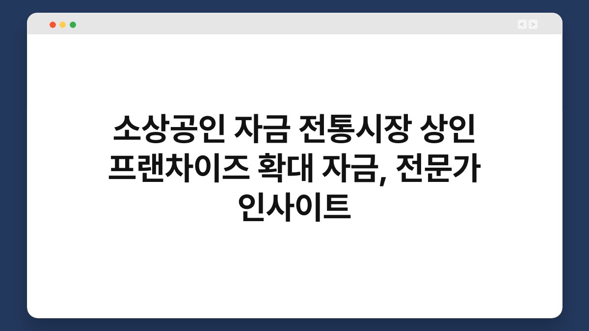 소상공인 자금 전통시장 상인 프랜차이즈 확대 자금, 전문가 인사이트 1