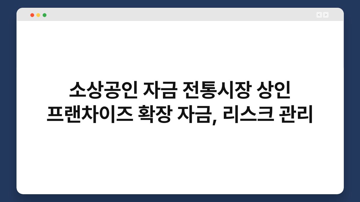 소상공인 자금 전통시장 상인 프랜차이즈 확장 자금, 리스크 관리 1