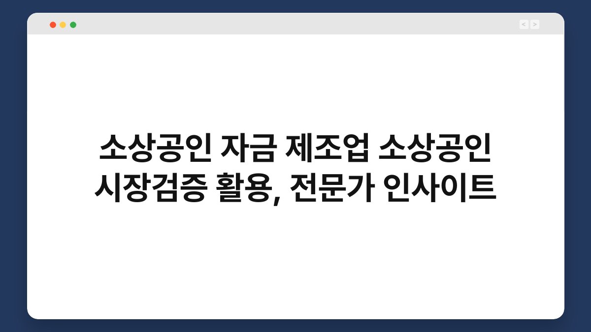소상공인 자금 제조업 소상공인 시장검증 활용, 전문가 인사이트 1