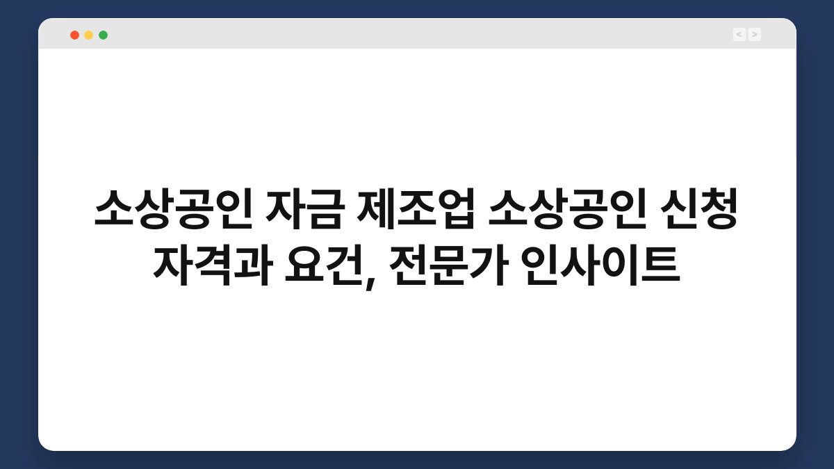 소상공인 자금 제조업 소상공인 신청 자격과 요건, 전문가 인사이트 1