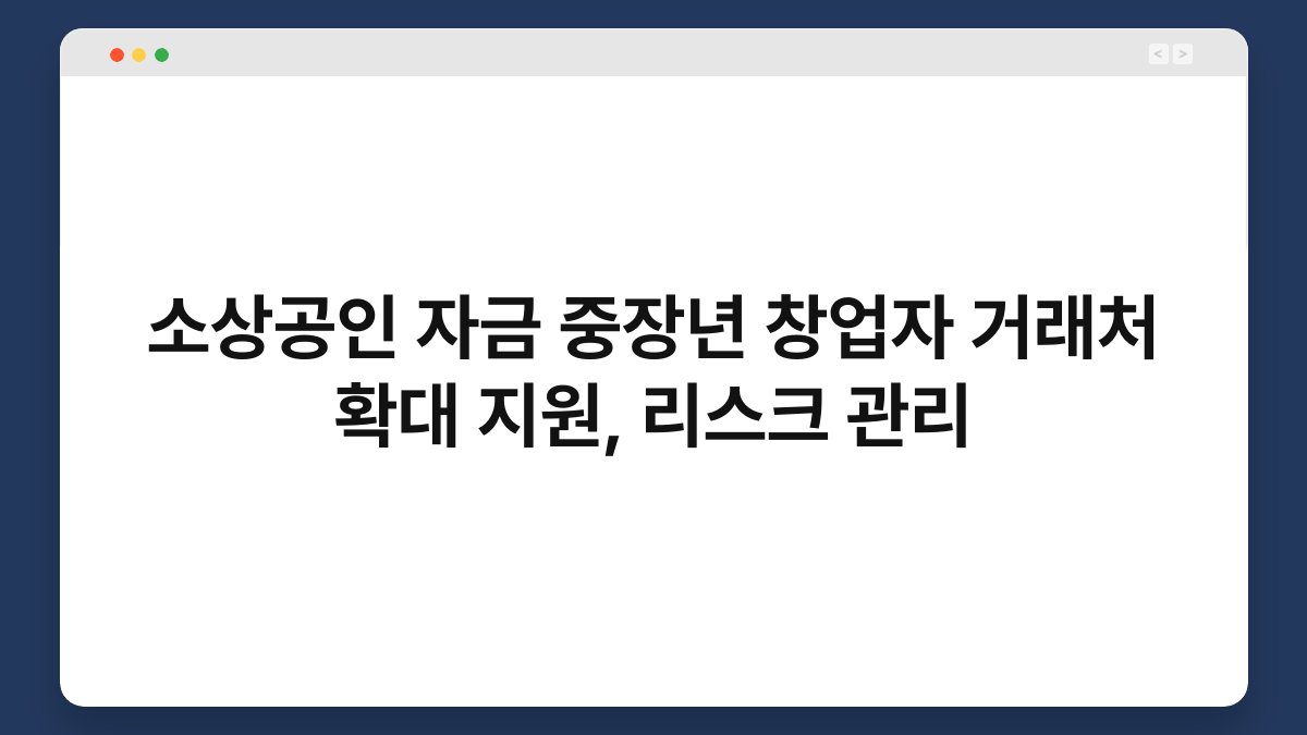 소상공인 자금 중장년 창업자 거래처 확대 지원, 리스크 관리 1