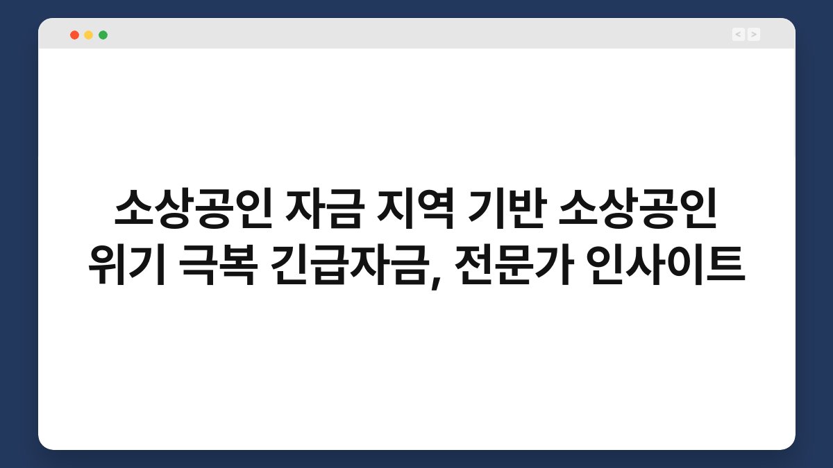 소상공인 자금 지역 기반 소상공인 위기 극복 긴급자금, 전문가 인사이트 1
