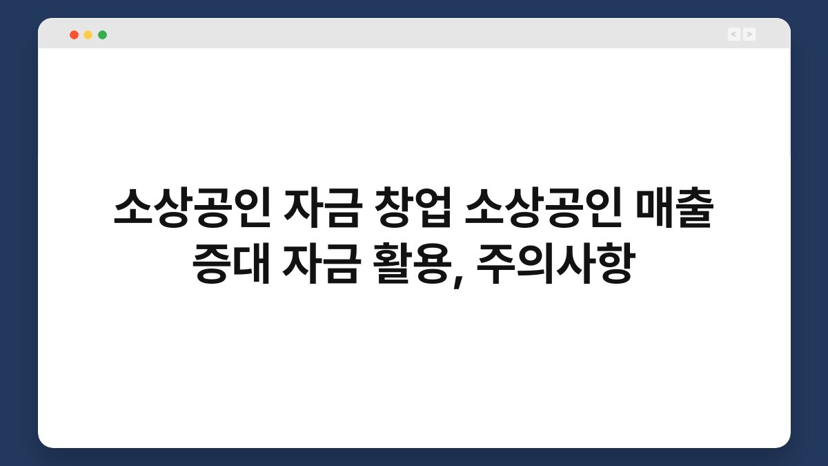 소상공인 자금 창업 소상공인 매출 증대 자금 활용, 주의사항 1