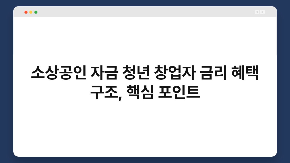 소상공인 자금 청년 창업자 금리 혜택 구조, 핵심 포인트 1