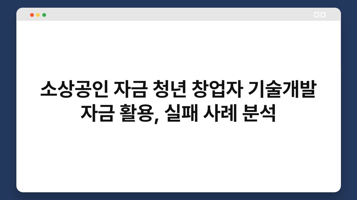 소상공인 자금 청년 창업자 기술개발 자금 활용, 실패 사례 분석 1
