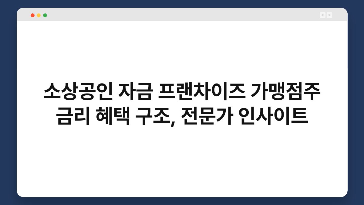 소상공인 자금 프랜차이즈 가맹점주 금리 혜택 구조, 전문가 인사이트 1