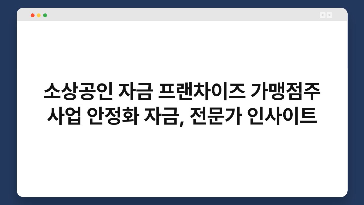 소상공인 자금 프랜차이즈 가맹점주 사업 안정화 자금, 전문가 인사이트 1