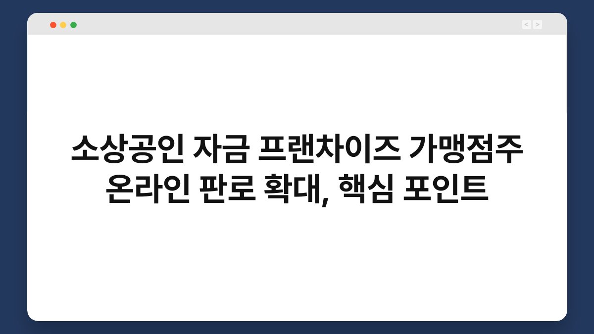 소상공인 자금 프랜차이즈 가맹점주 온라인 판로 확대, 핵심 포인트 1