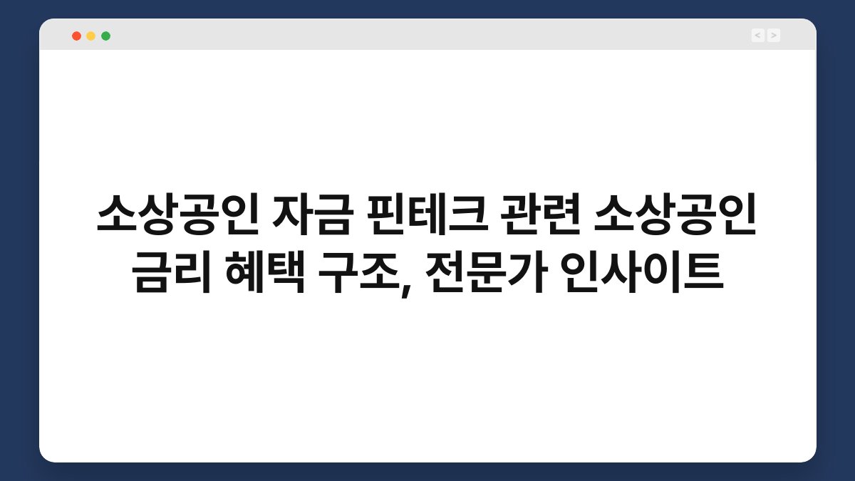 소상공인 자금 핀테크 관련 소상공인 금리 혜택 구조, 전문가 인사이트 1
