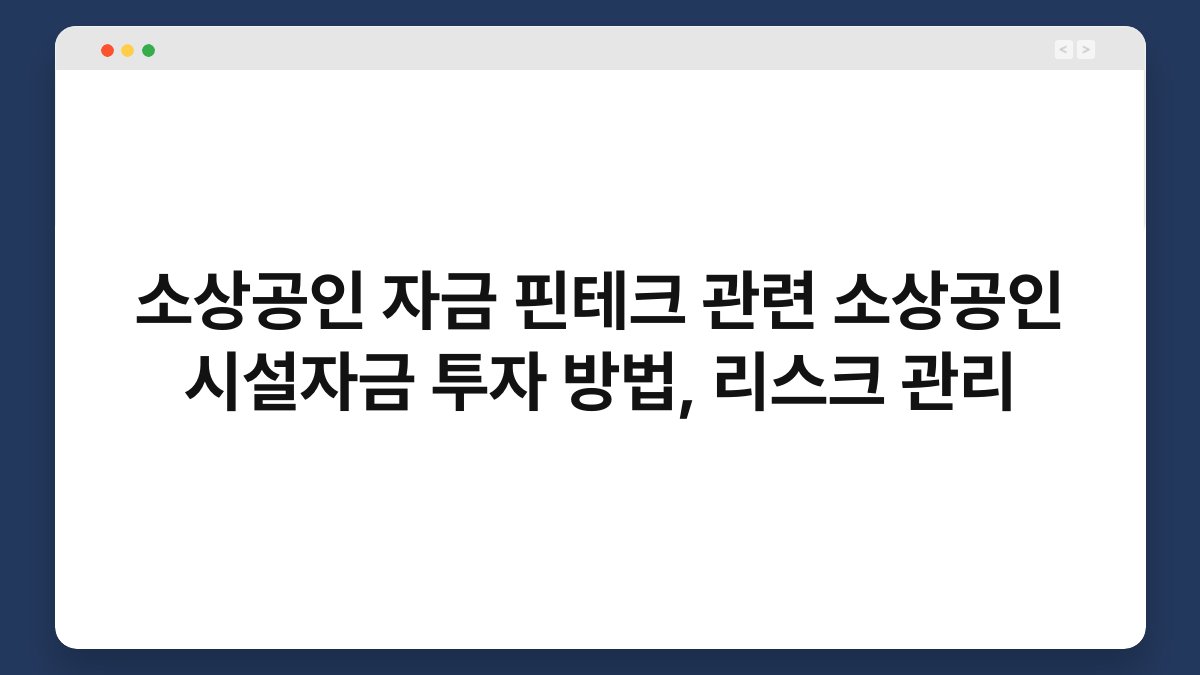 소상공인 자금 핀테크 관련 소상공인 시설자금 투자 방법, 리스크 관리 1