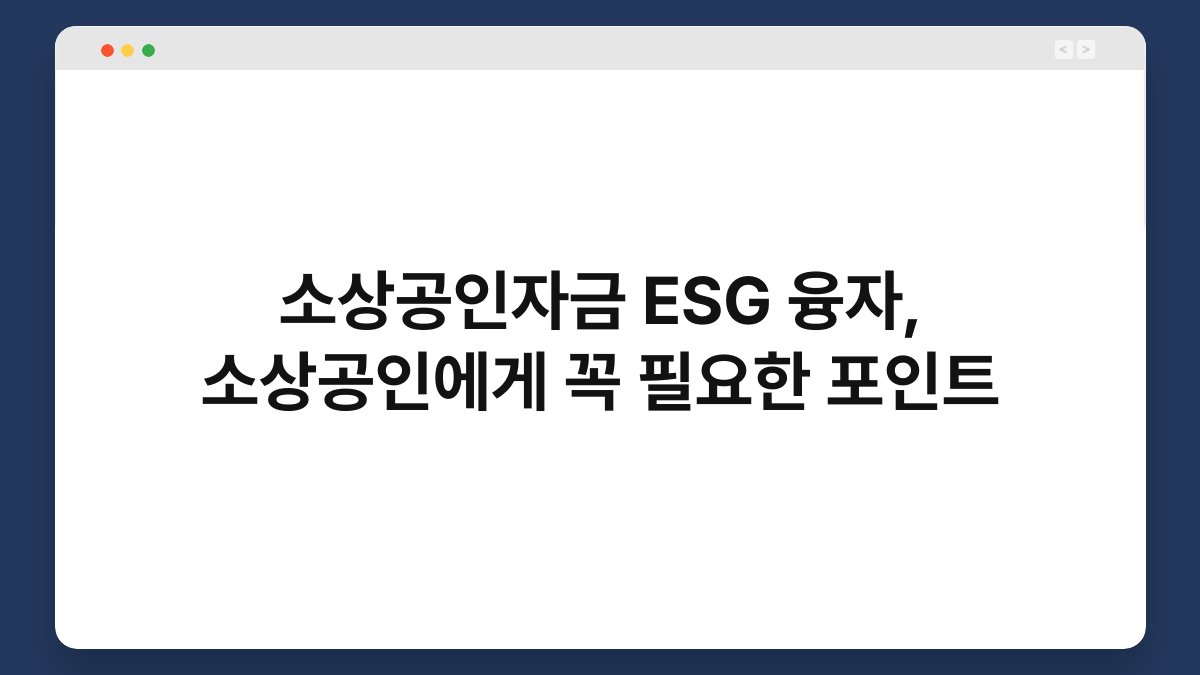 소상공인자금 ESG 융자, 소상공인에게 꼭 필요한 포인트 1