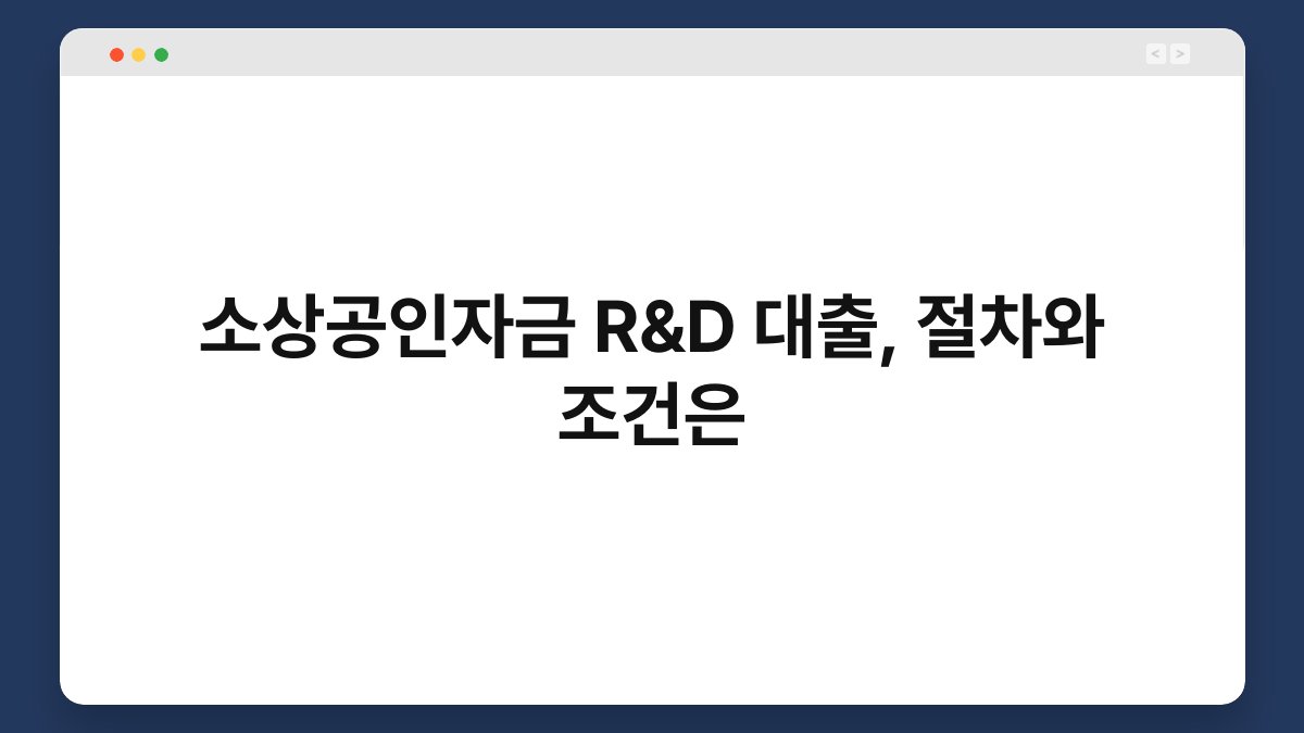 소상공인자금 R&D 대출, 절차와 조건은 1
