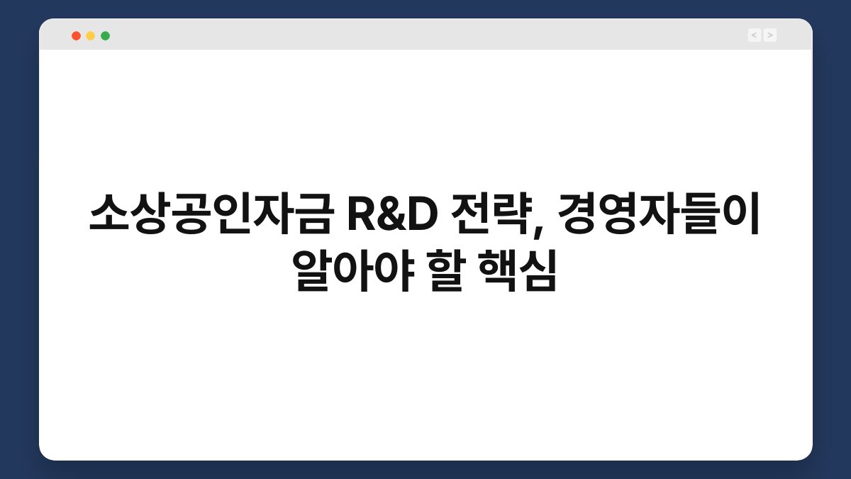 소상공인자금 R&D 전략, 경영자들이 알아야 할 핵심 1