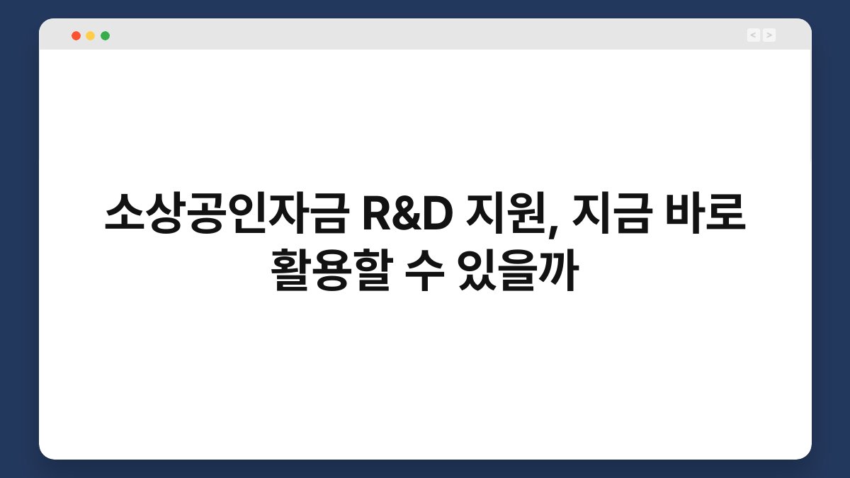 소상공인자금 R&D 지원, 지금 바로 활용할 수 있을까 1