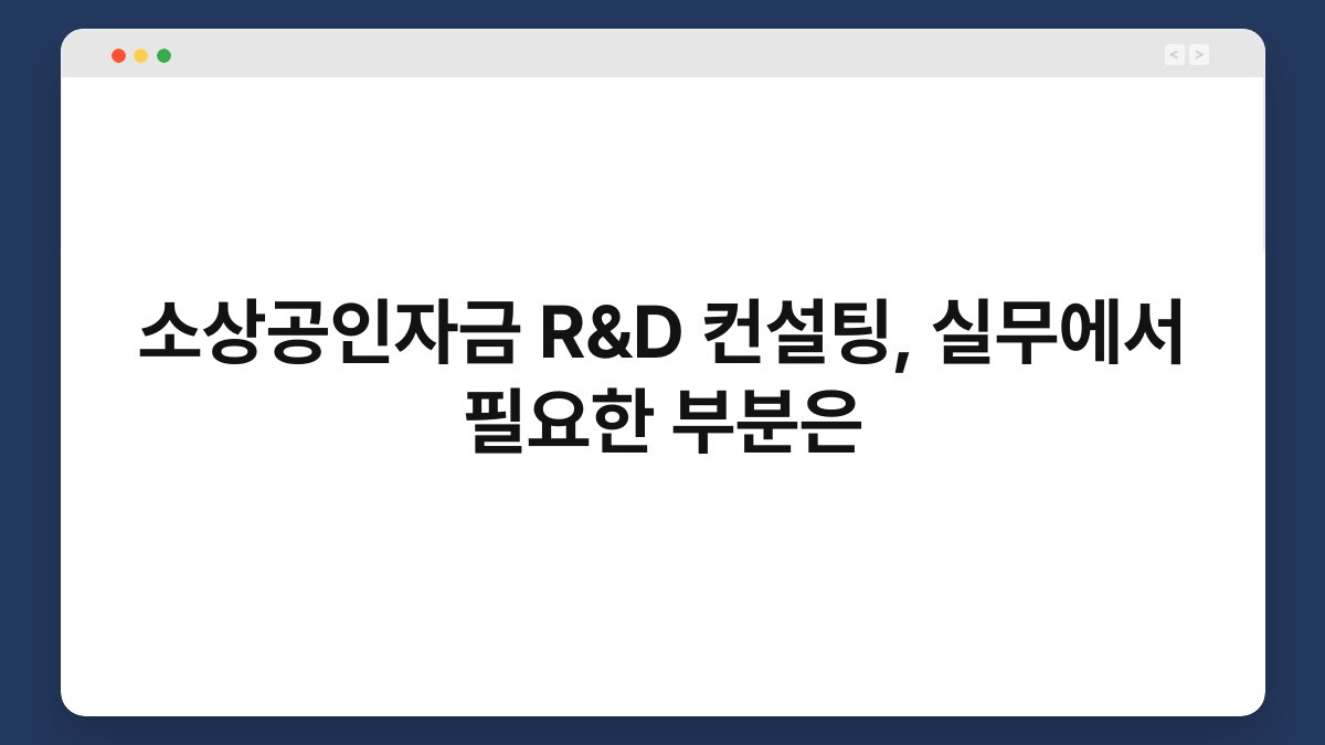 소상공인자금 R&D 컨설팅, 실무에서 필요한 부분은 1
