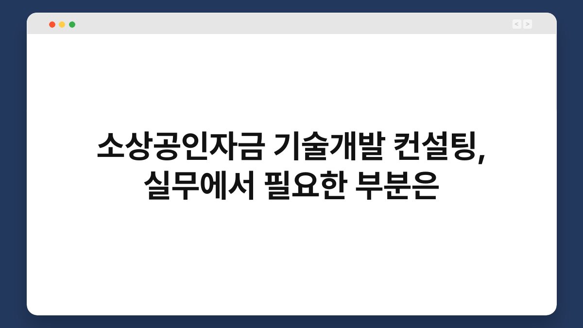 소상공인자금 기술개발 컨설팅, 실무에서 필요한 부분은 1