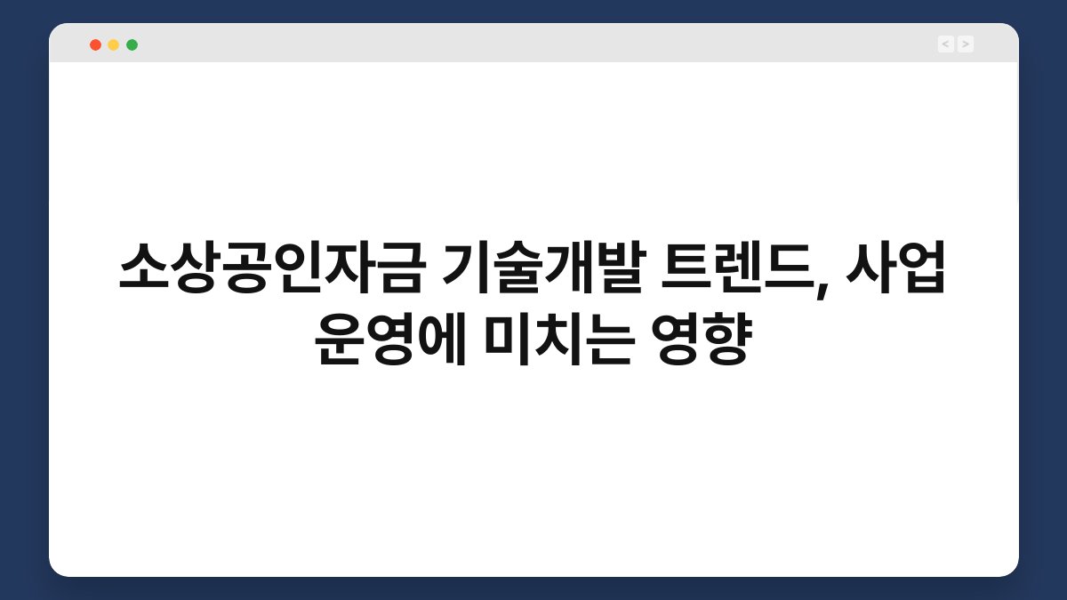 소상공인자금 기술개발 트렌드, 사업 운영에 미치는 영향 1