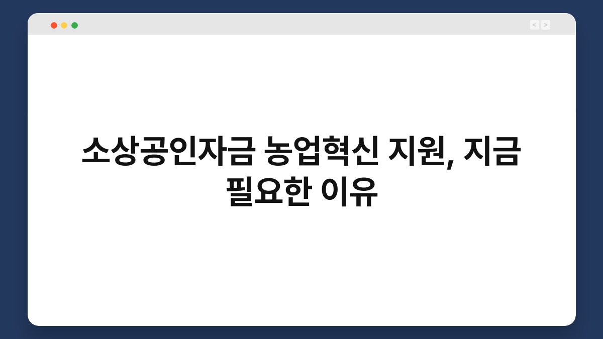 소상공인자금 농업혁신 지원, 지금 필요한 이유 1