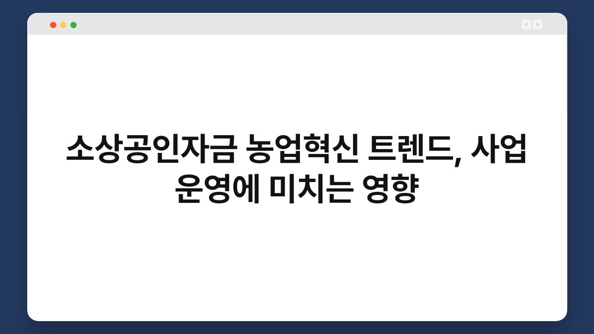 소상공인자금 농업혁신 트렌드, 사업 운영에 미치는 영향 1