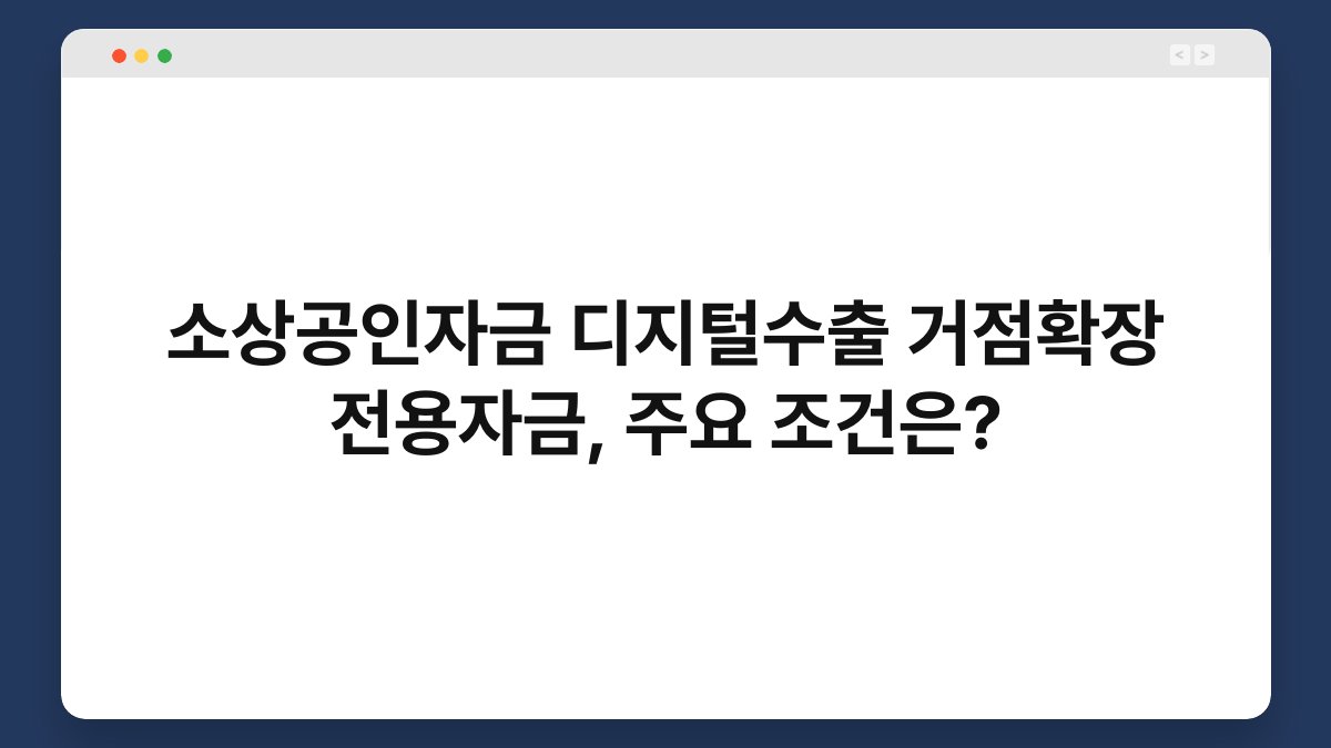 소상공인자금 디지털수출 거점확장 전용자금, 주요 조건은? 1