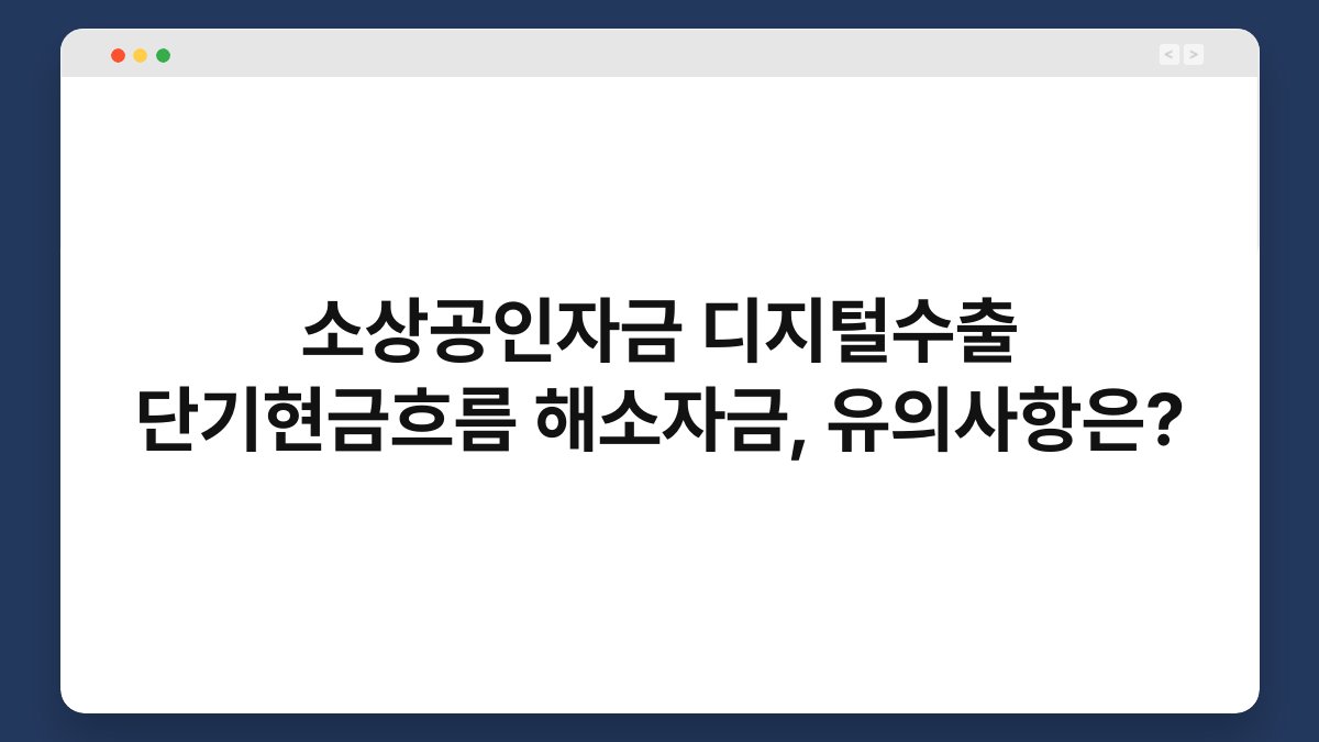소상공인자금 디지털수출 단기현금흐름 해소자금, 유의사항은? 1