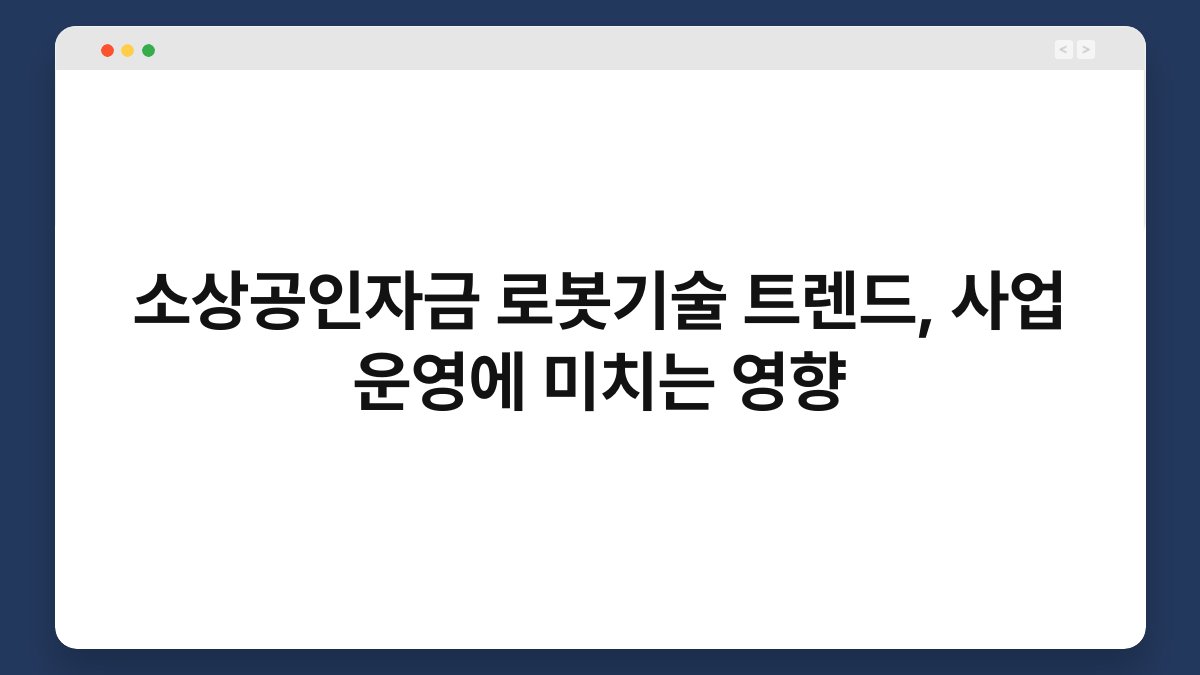 소상공인자금 로봇기술 트렌드, 사업 운영에 미치는 영향 1