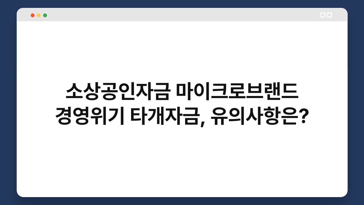 소상공인자금 마이크로브랜드 경영위기 타개자금, 유의사항은? 1