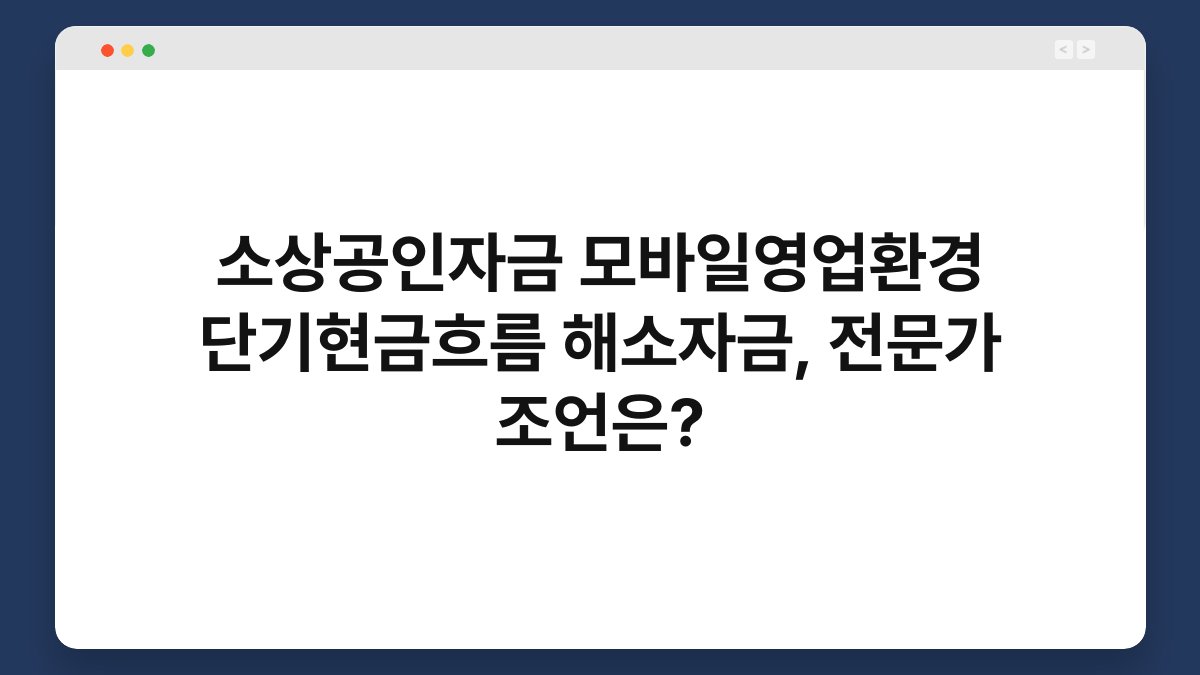 소상공인자금 모바일영업환경 단기현금흐름 해소자금, 전문가 조언은? 1