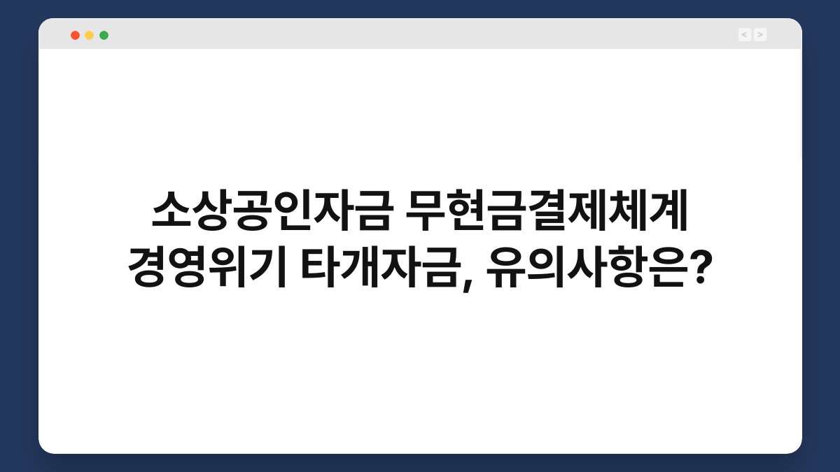 소상공인자금 무현금결제체계 경영위기 타개자금, 유의사항은? 1