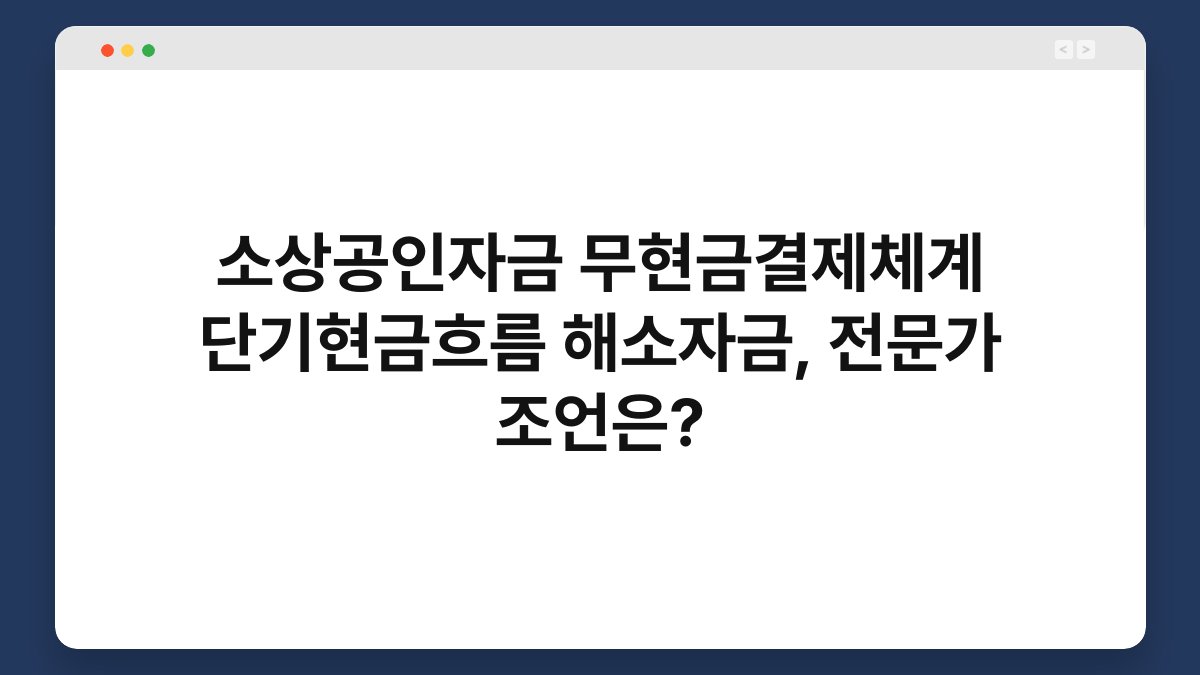소상공인자금 무현금결제체계 단기현금흐름 해소자금, 전문가 조언은? 1