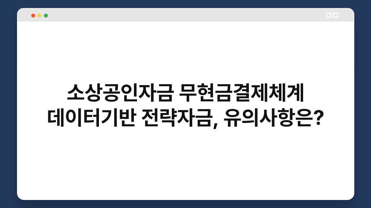 소상공인자금 무현금결제체계 데이터기반 전략자금, 유의사항은? 1