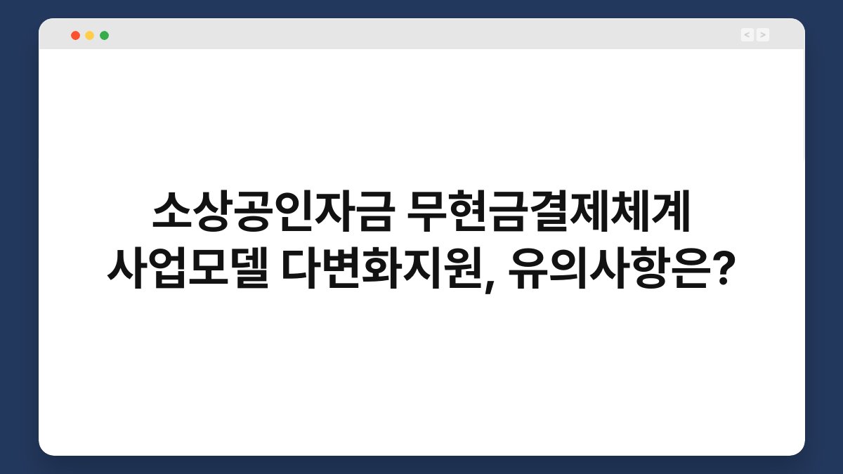 소상공인자금 무현금결제체계 사업모델 다변화지원, 유의사항은? 1