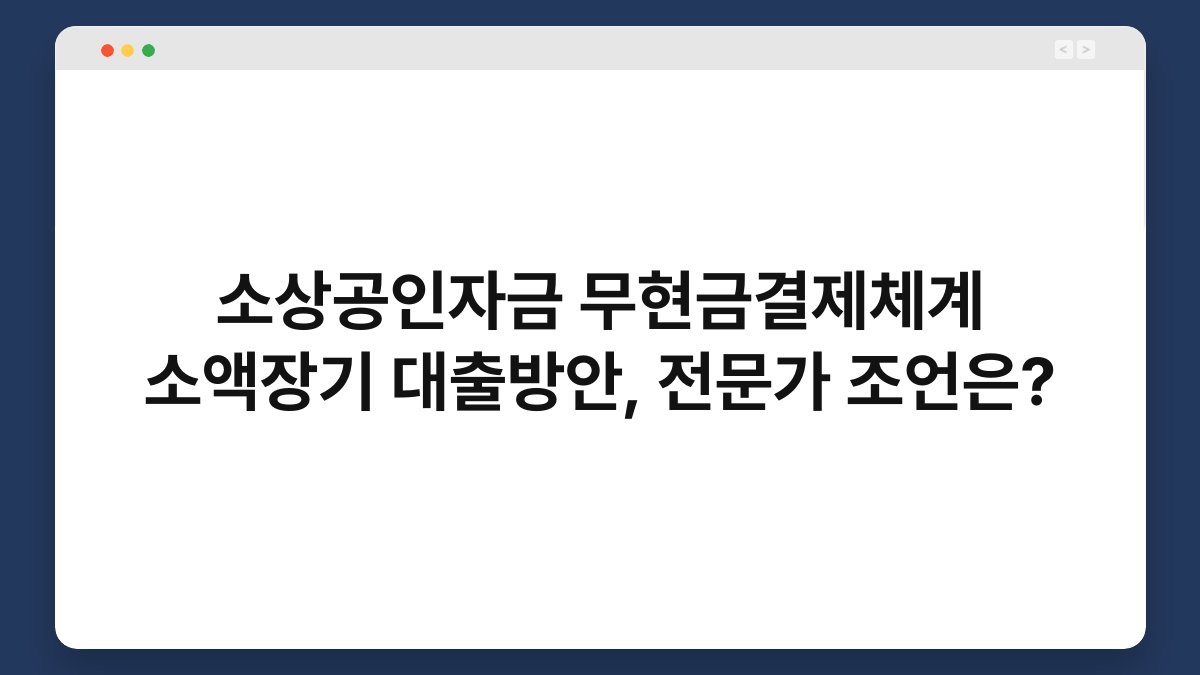 소상공인자금 무현금결제체계 소액장기 대출방안, 전문가 조언은? 1