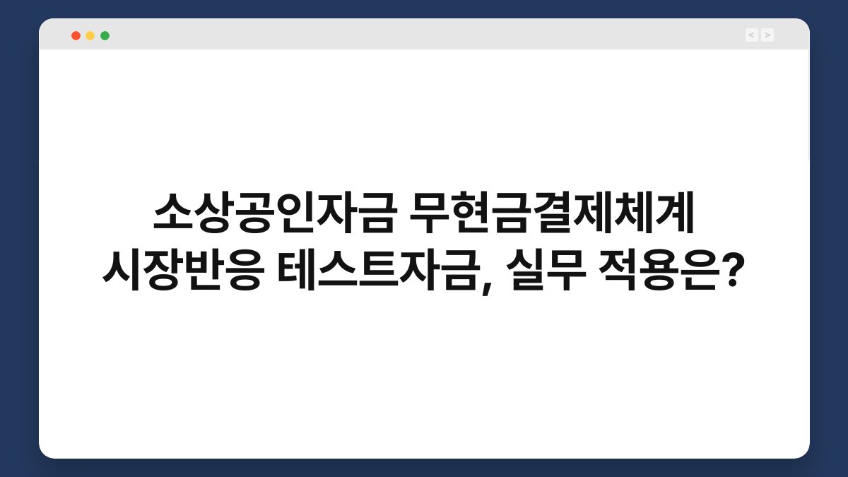 소상공인자금 무현금결제체계 시장반응 테스트자금, 실무 적용은? 1