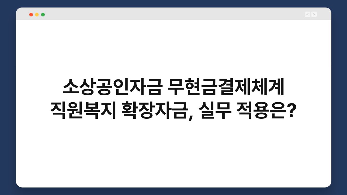 소상공인자금 무현금결제체계 직원복지 확장자금, 실무 적용은? 1