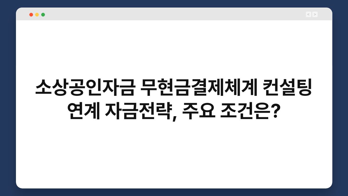 소상공인자금 무현금결제체계 컨설팅 연계 자금전략, 주요 조건은? 1