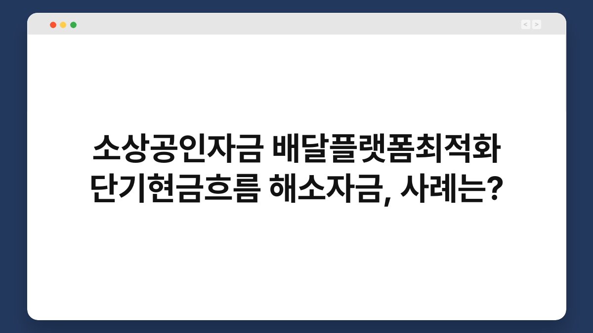 소상공인자금 배달플랫폼최적화 단기현금흐름 해소자금, 사례는? 1