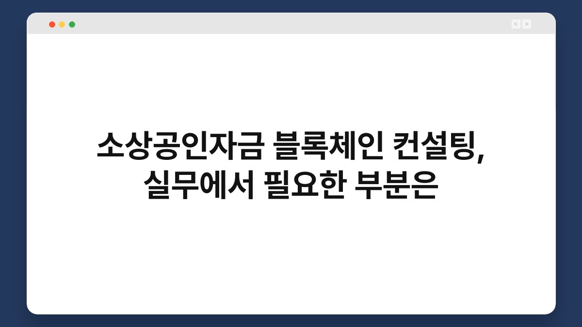소상공인자금 블록체인 컨설팅, 실무에서 필요한 부분은 1