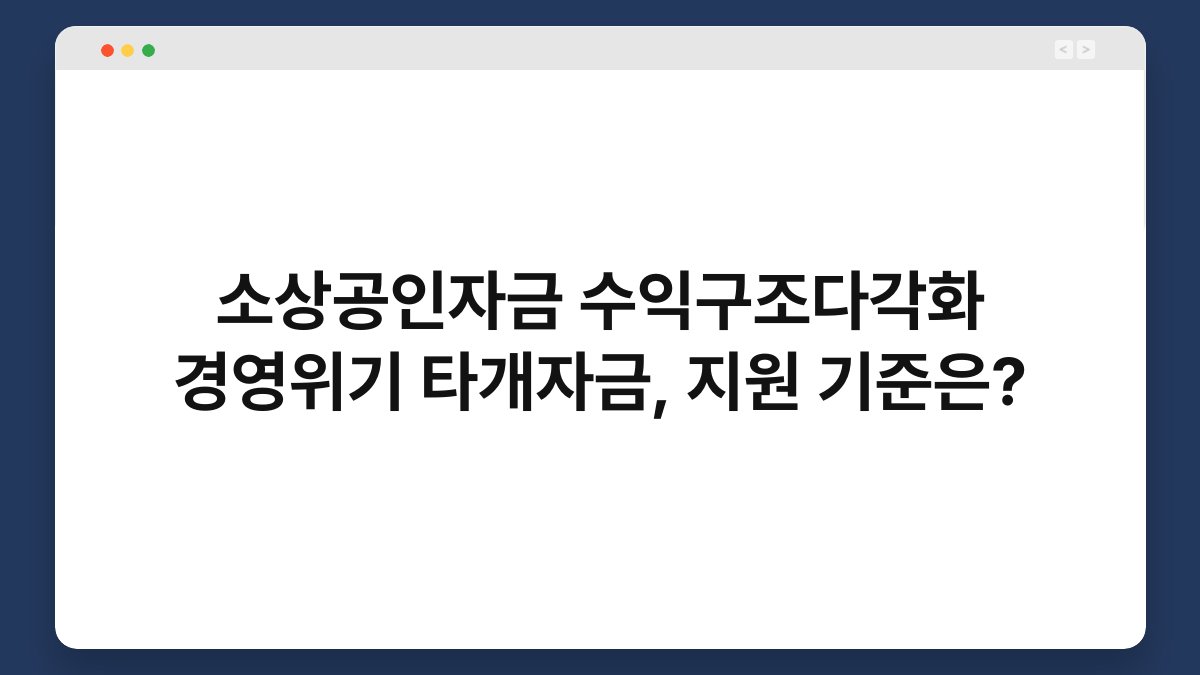 소상공인자금 수익구조다각화 경영위기 타개자금, 지원 기준은? 1