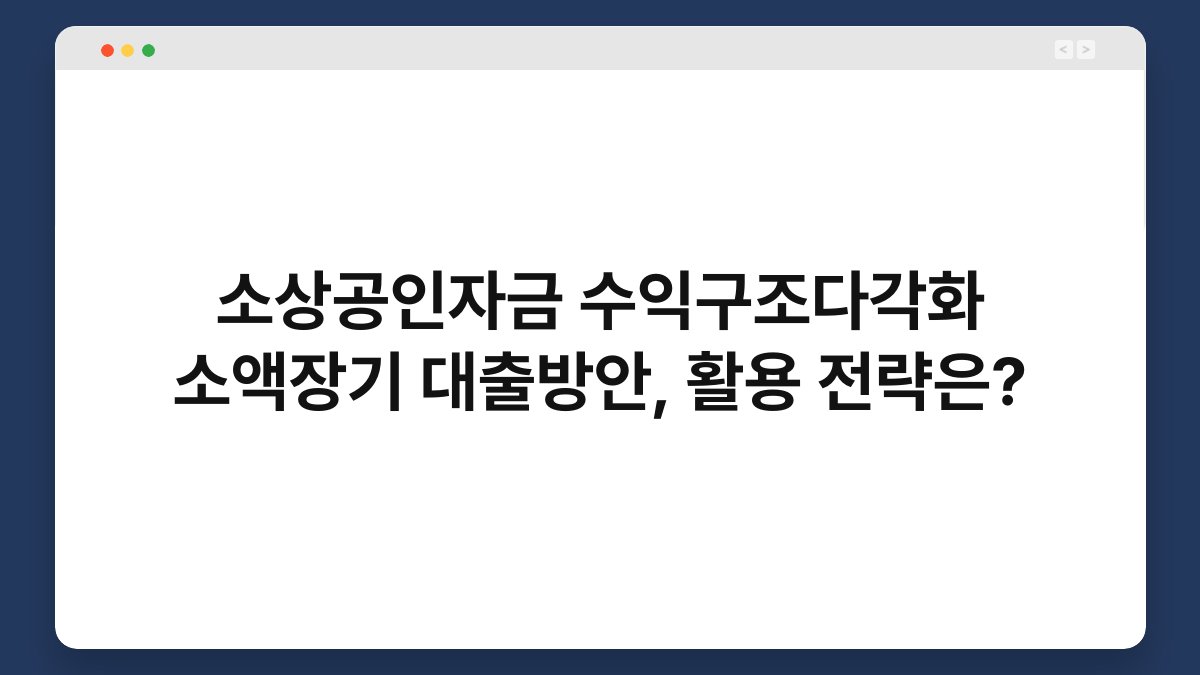 소상공인자금 수익구조다각화 소액장기 대출방안, 활용 전략은? 1