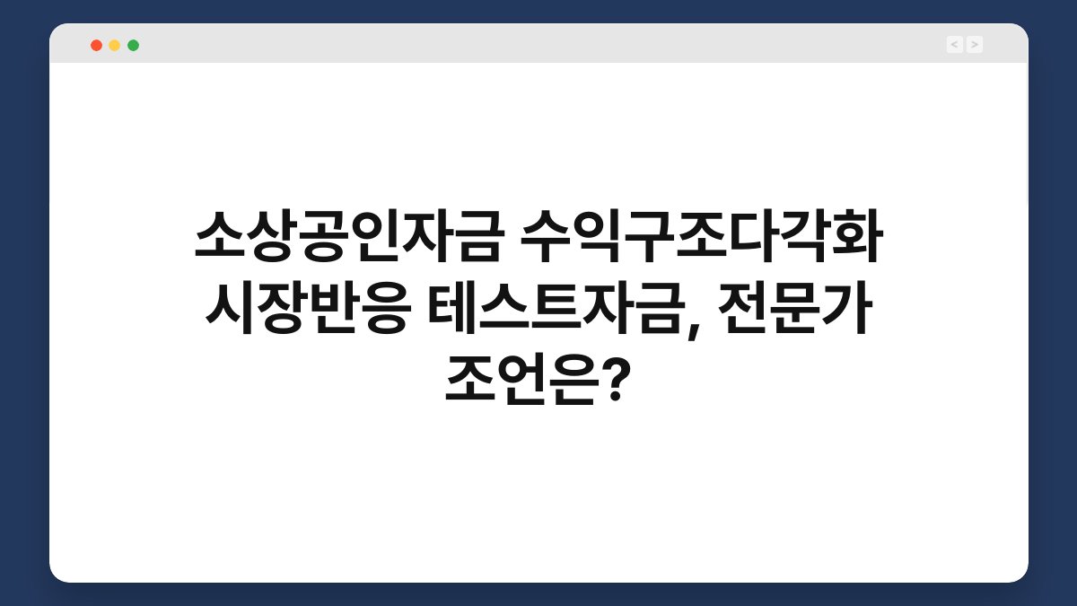 소상공인자금 수익구조다각화 시장반응 테스트자금, 전문가 조언은? 1