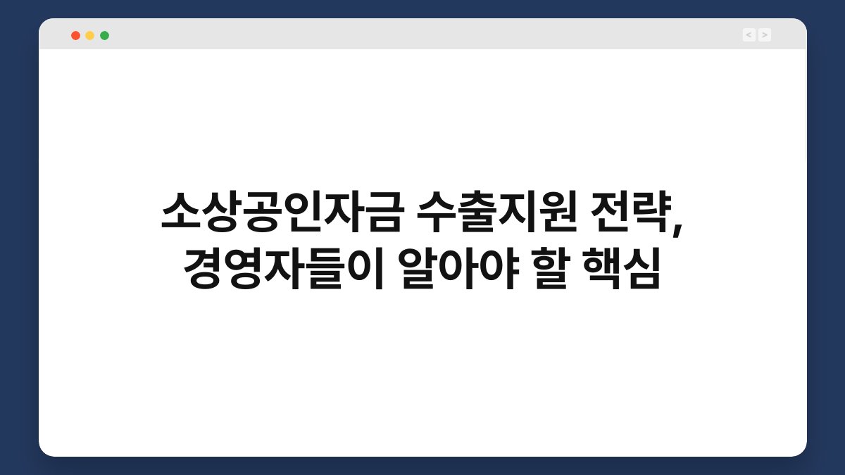 소상공인자금 수출지원 전략, 경영자들이 알아야 할 핵심 1