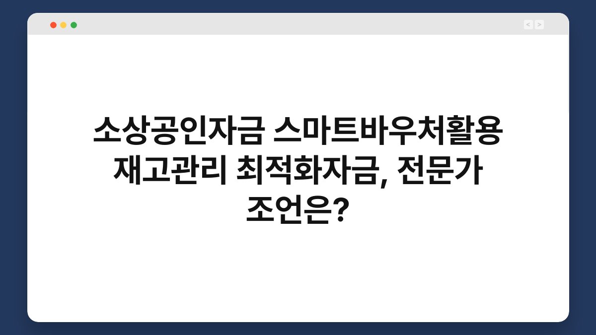소상공인자금 스마트바우처활용 재고관리 최적화자금, 전문가 조언은? 1