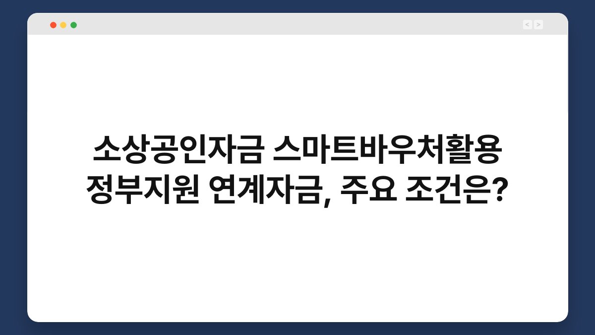 소상공인자금 스마트바우처활용 정부지원 연계자금, 주요 조건은? 1