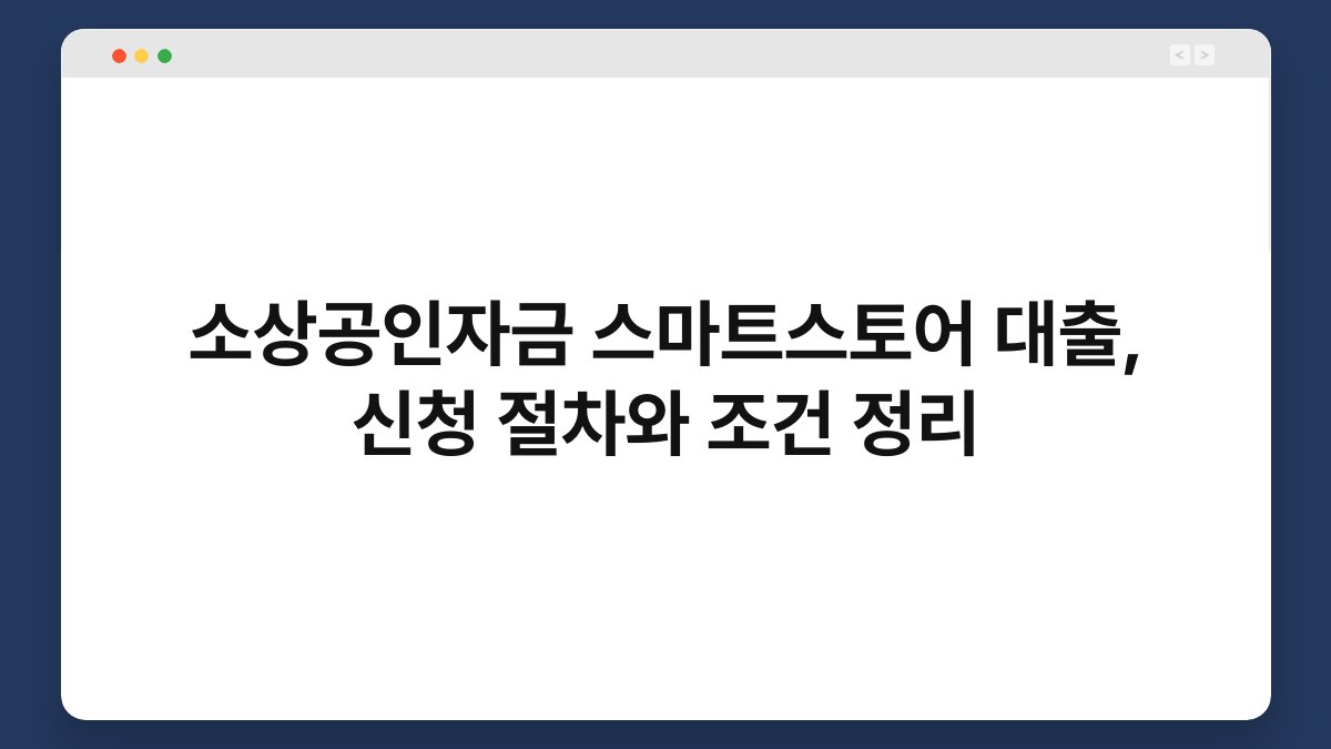 소상공인자금 스마트스토어 대출, 신청 절차와 조건 정리 1