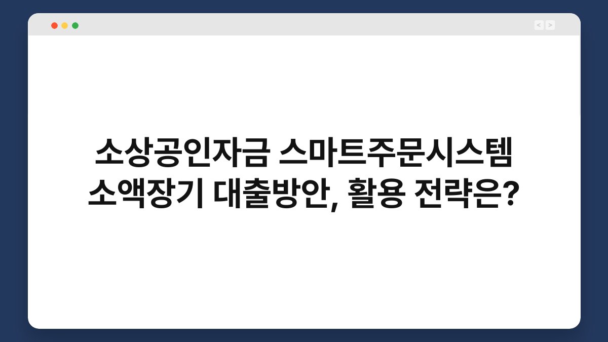 소상공인자금 스마트주문시스템 소액장기 대출방안, 활용 전략은? 1