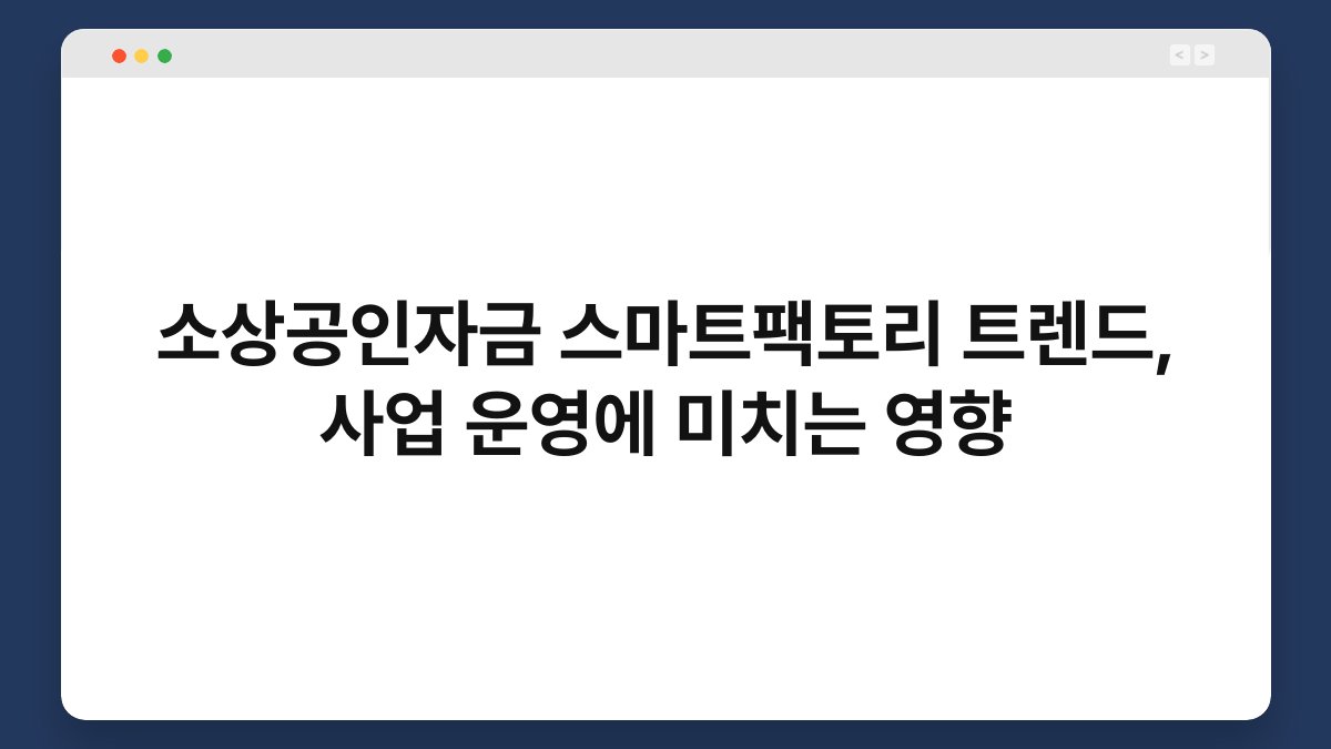 소상공인자금 스마트팩토리 트렌드, 사업 운영에 미치는 영향 1