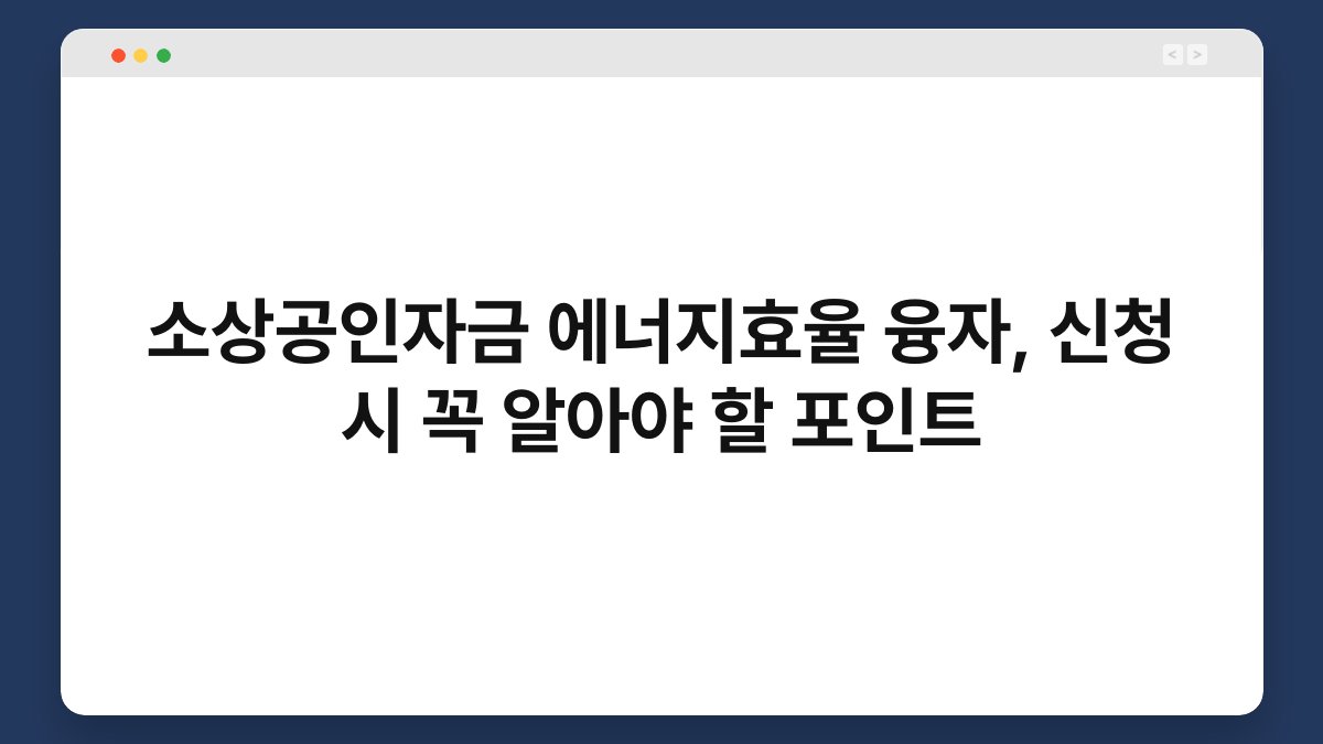소상공인자금 에너지효율 융자, 신청 시 꼭 알아야 할 포인트 1