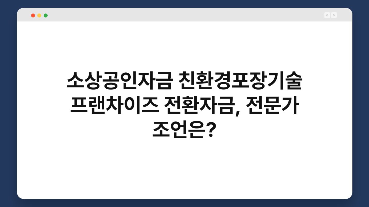 소상공인자금 친환경포장기술 프랜차이즈 전환자금, 전문가 조언은? 1